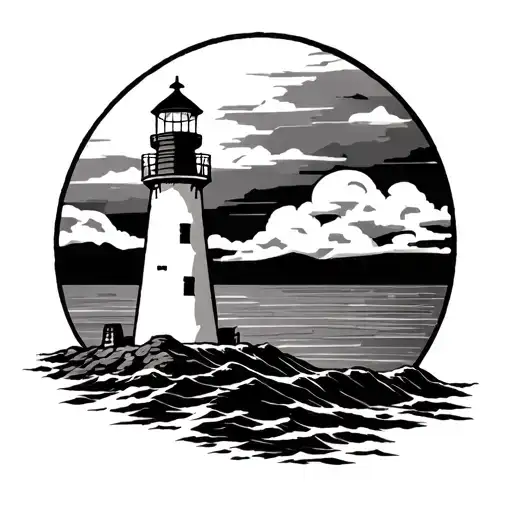 lighthouse guiding tattoo design idea