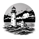 lighthouse guiding tattoo design idea