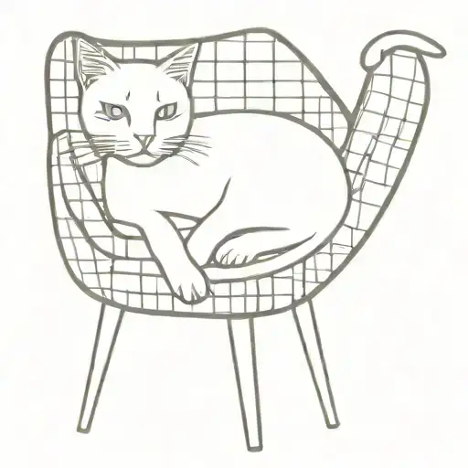 cat laying on houndstooth chair tattoo design idea