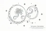 Virgo and Scorpio constellation intertwined with a moon  tattoo design idea