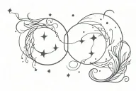 Virgo and Scorpio constellation intertwined with a moon  tattoo design idea