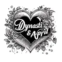 "Dynasti & April" name tattoo design hearts tattoo design idea