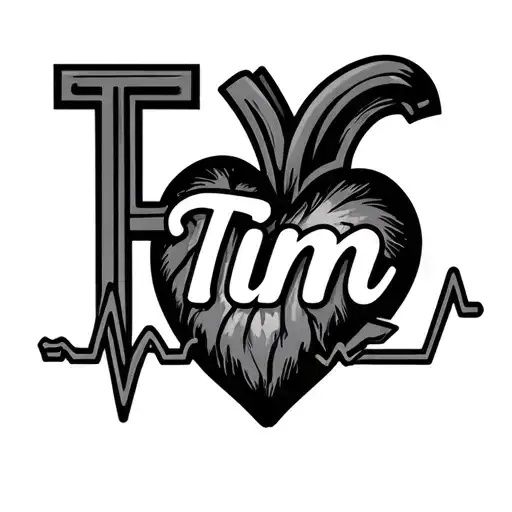 "Tim" heartbeat with name  tattoo design idea