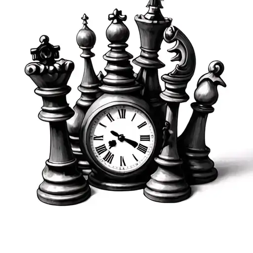 Pain a road clock chess piece puppet master manipulation strong beauty faith forgive not forget  tattoo design idea