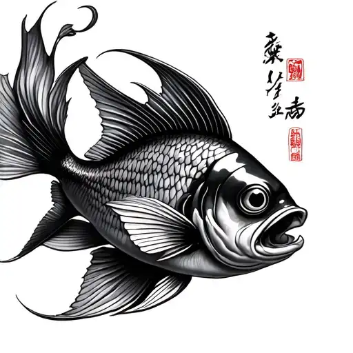 Can you create a tattoo with these pictures and this meaning: So the fish should be so moderate jing and jan tattoo design idea