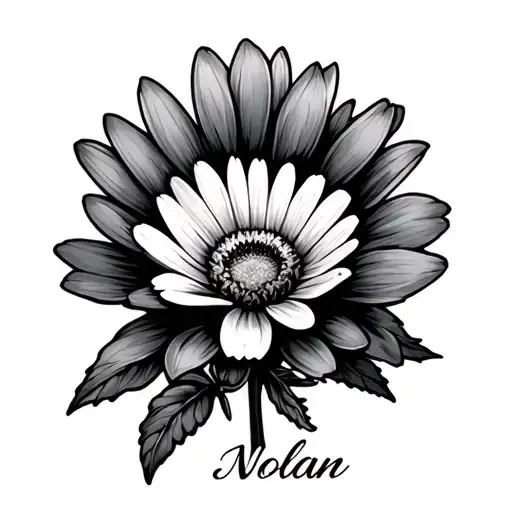 "Nolan 9-19-2021" aster flower with stem tattoo design idea