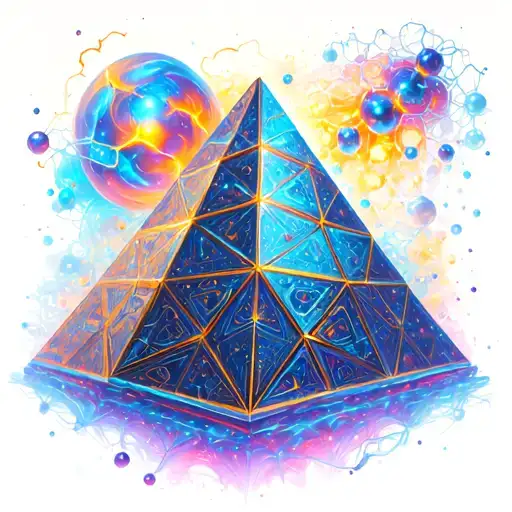 pyramid fractal molecules in space tattoo design idea