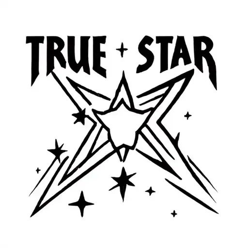 "True Star" comet and stars tattoo design idea