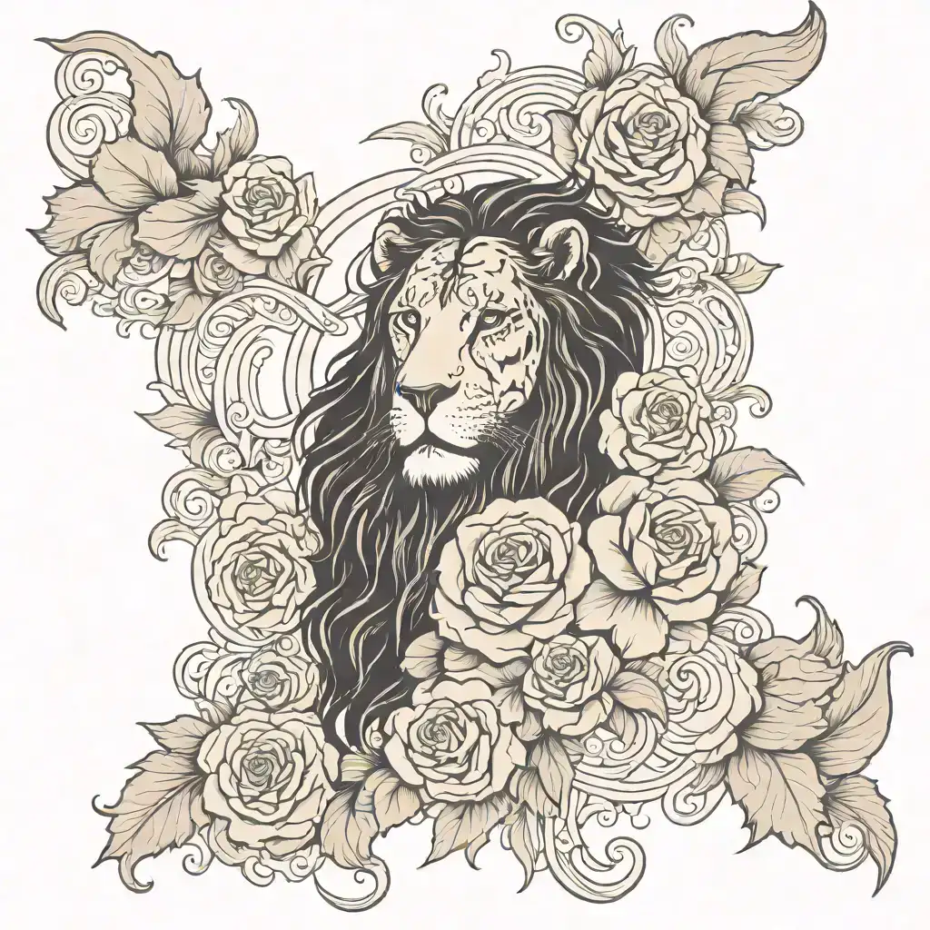 LEO ASTOLOGICAL SIMPLISTIC DESIGN OUTLINE OR SKETCH WITH THE TINE 6:26 WHEN I WAS BORN BLENDED INTO IT  tattoo design idea