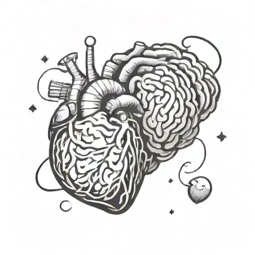 heart vs brain communication themed tattoo tattoo design idea