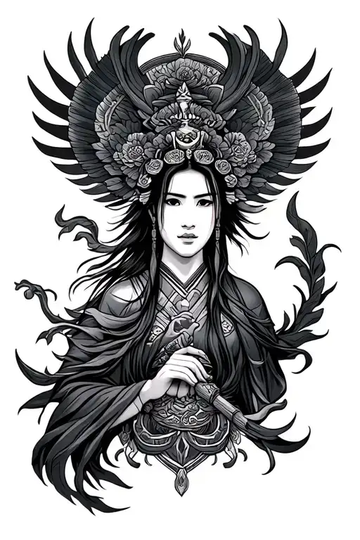 Japanese American traditional style with gods from Olympus tattoo design idea