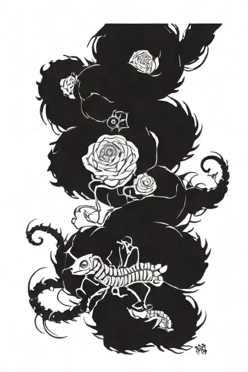 centipede of tokyo ghoul 1000 7 with rose intertwined tattoo design idea
