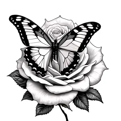 Spicebush swallowtail butterfly on a rose tattoo tattoo design idea