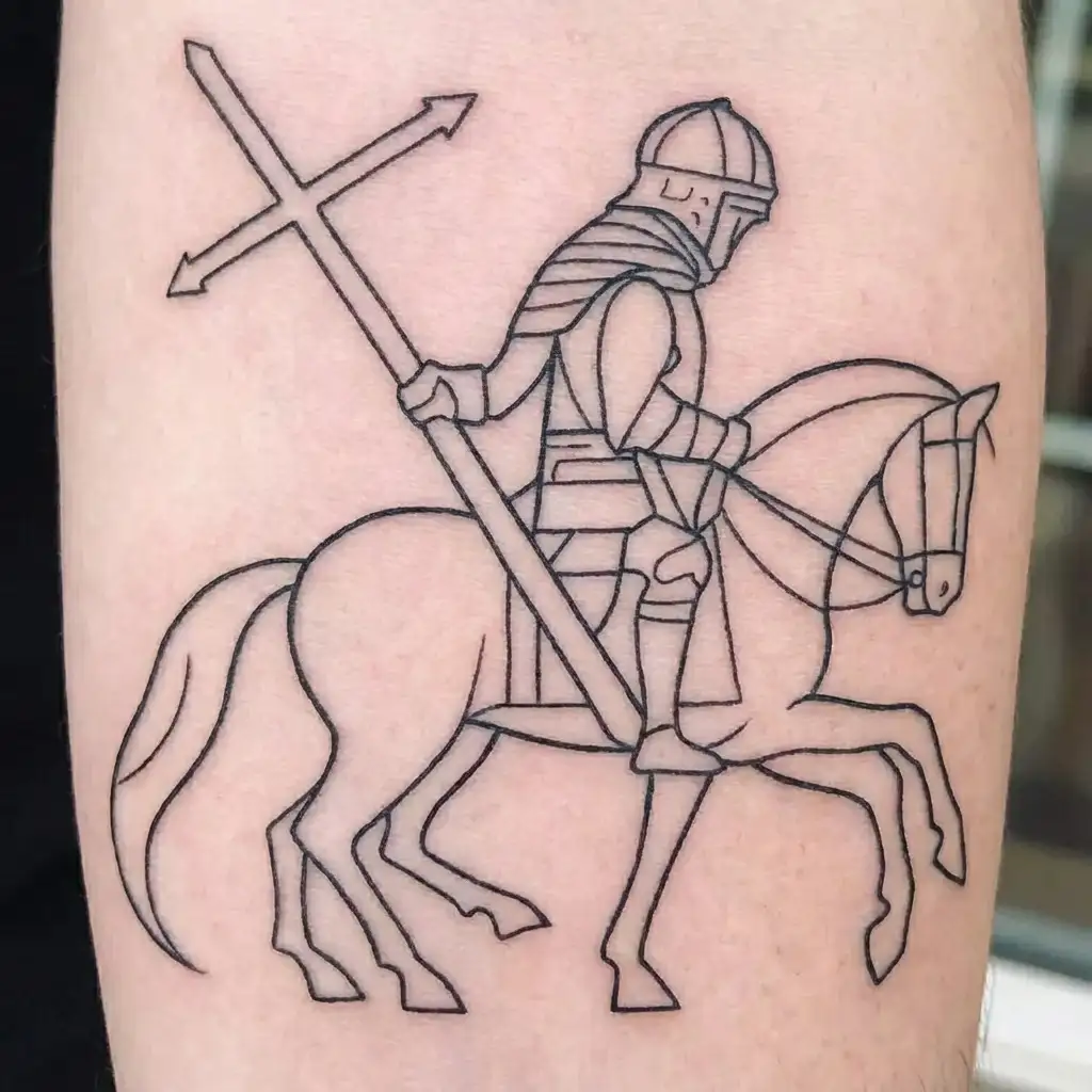 knights of crusades with big cross on his armor, make photo from crusaders waist to head. minimalist tattoo. tattoo design idea