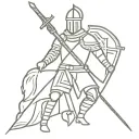 knights of crusades with big cross on his armor, make photo from crusaders waist to head. minimalist tattoo. tattoo design idea