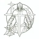 knights of crusades with big cross on his armor, make photo from crusaders waist to head. minimalist tattoo. tattoo design idea