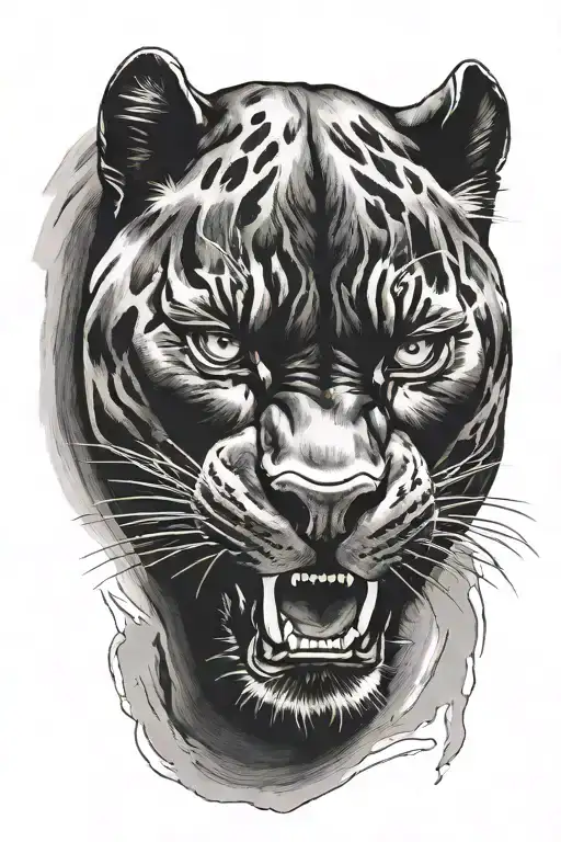 black panther about to attack tattoo design idea