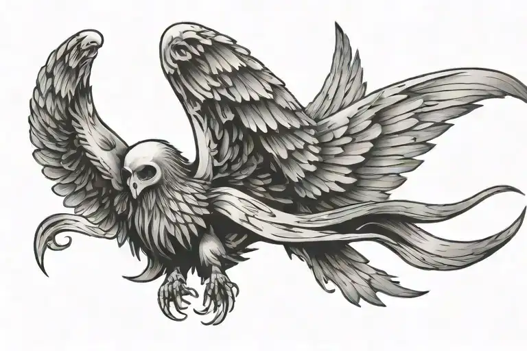 word GALLOW with wings spread tattoo design idea