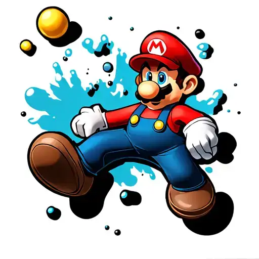 games like mario tattoo design idea