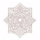 german pattern and hmong pattern intertwined tattoo design idea