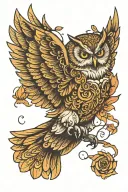 owl flying tattoo design idea