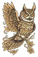 owl flying tattoo design idea