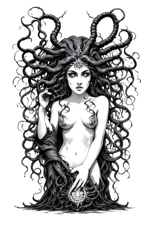 Medusa Lilith and Hecate goddess tattoo design idea