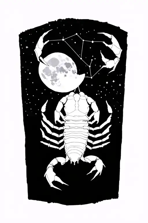 scorpio constellation with super moon tattoo design idea