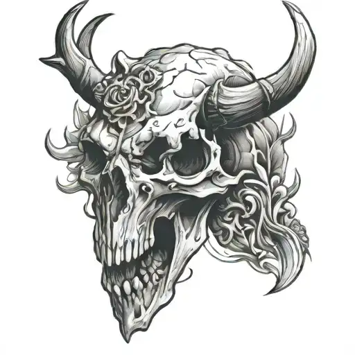 buck skull tattoo design idea