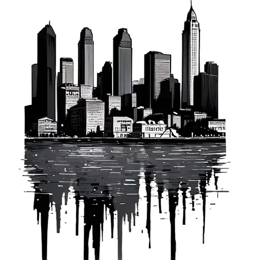 Cleveland skyline tattoo design idea