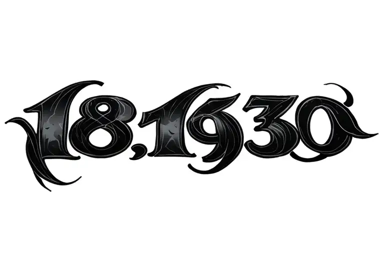 numbers 18,19,30 tattoo design idea