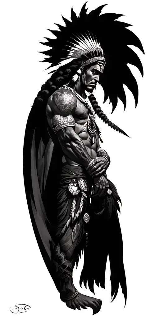 indian warrior battling demons tattoo design idea