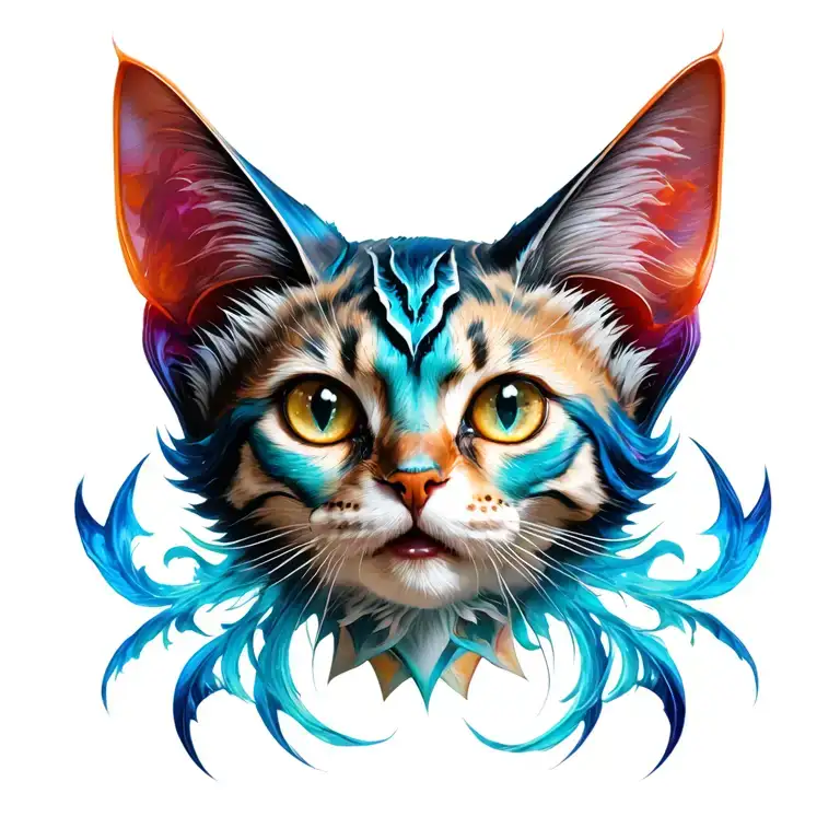 cat demon tattoo design idea