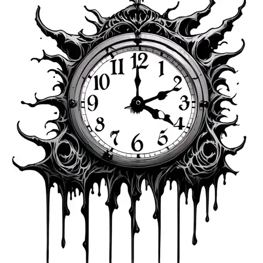 grim reeper time clock melting tattoo design idea