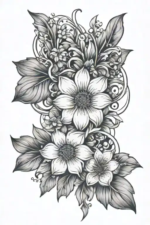 A fusion of birthflowers representing Virgo and Gemini in a unique design tattoo design idea