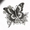 a tattoo in memory of my sister and a piece from an cartoon and lucky number and bible verse with butterfly full sleeve  tattoo design idea