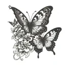 a tattoo in memory of my sister and a piece from an cartoon and lucky number and bible verse with butterfly full sleeve  tattoo design idea