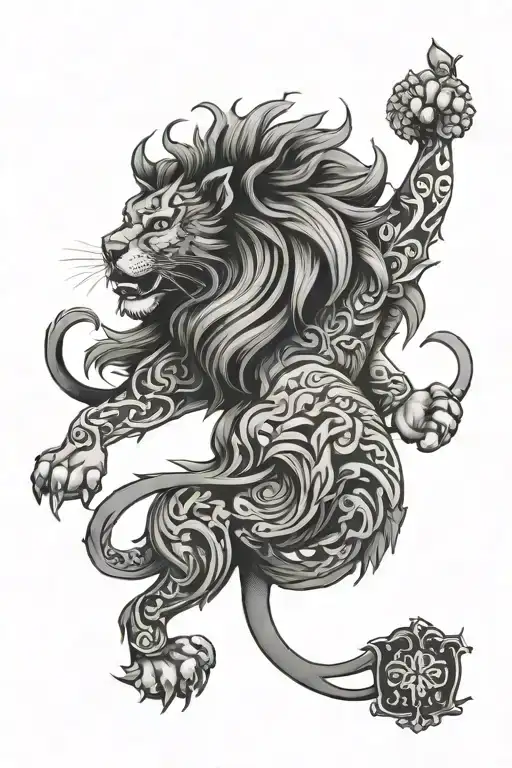 persian traditional lion symbol for a sleeve tattoo tattoo design idea