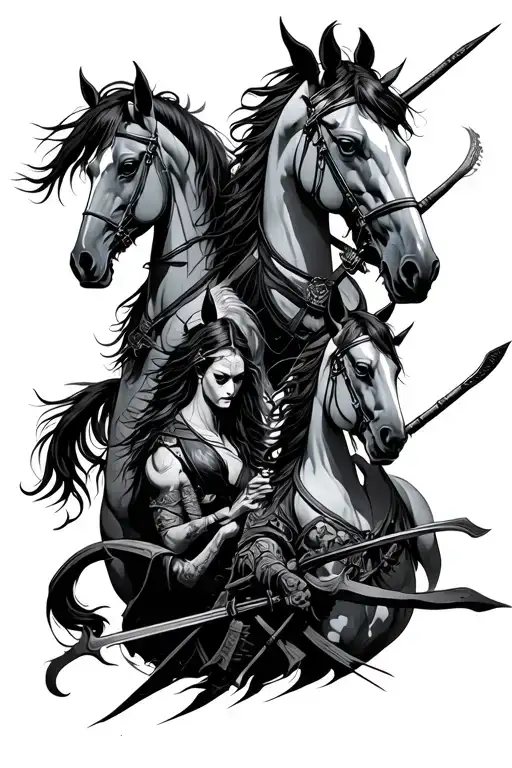 4 horsemen of the apocalypse japanese theme tattoo design idea