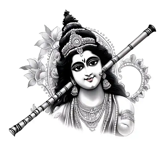krishna flute tattoo design idea