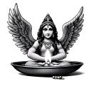 Indian diya with angel wings tattoo design idea