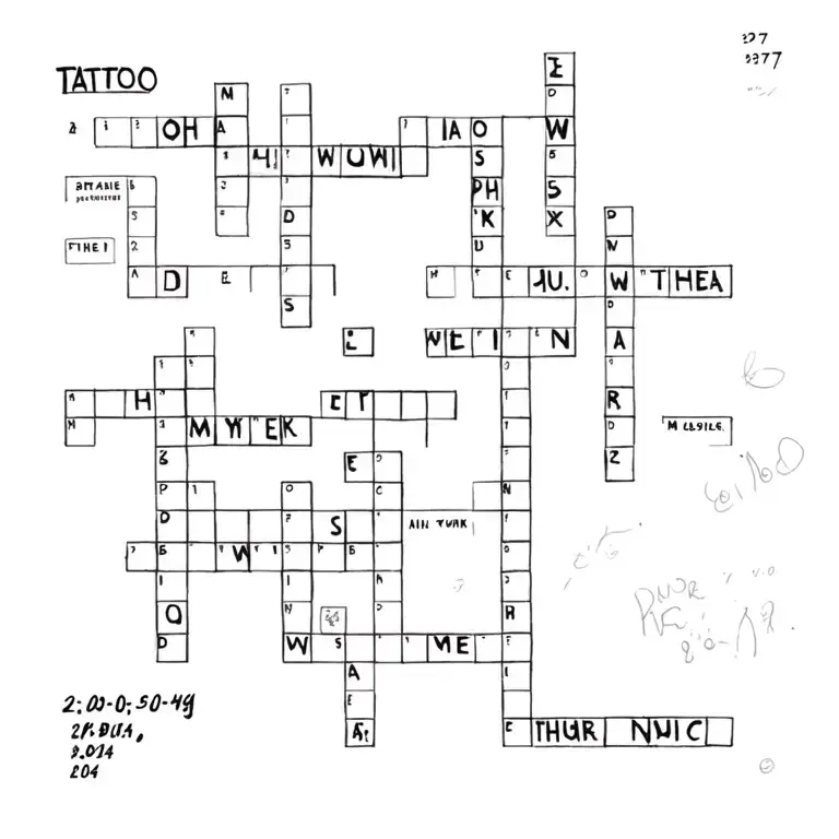 "22-06-2014, 27-05-1977,21-04-1" crossword puzzle tattoo design idea