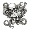 skull and octopus  tattoo design idea