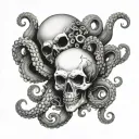 skull and octopus  tattoo design idea