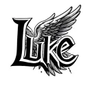 The name luke with a angel wing on the side  tattoo design idea