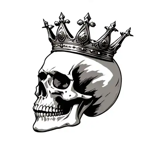 skull wearing a crown steampunk tattoo design idea