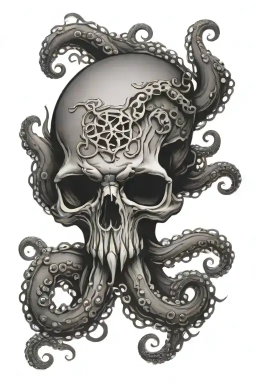 octopus skull and tentacles tattoo design idea