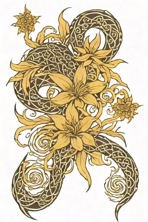 Full leg tribal tattoo with names: Yucca and Yakira tattoo design idea