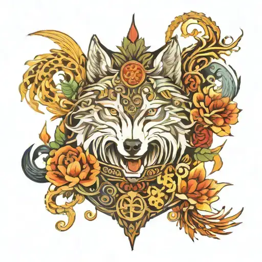include goa, wolf, family, friends, chef, faith, Catholic god, love, Scotland, Australia  tattoo design idea