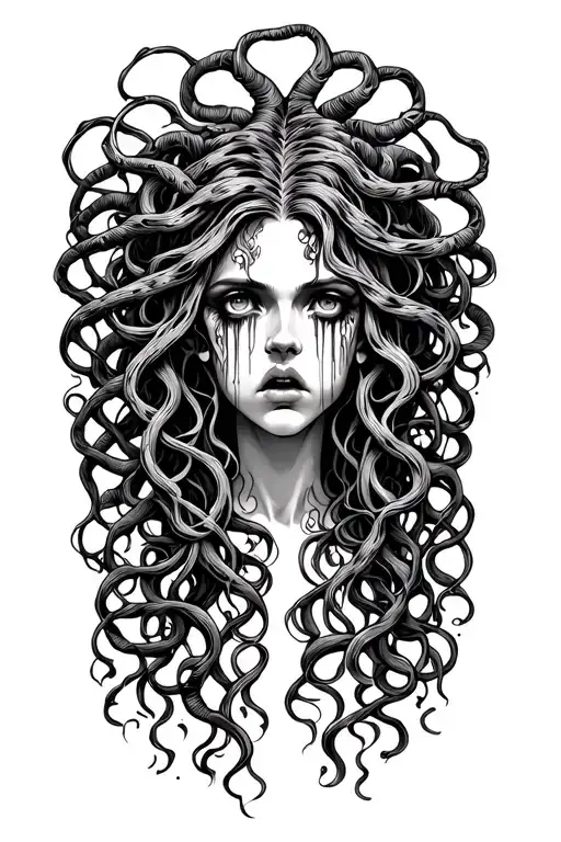 Medusa crying tattoo design idea